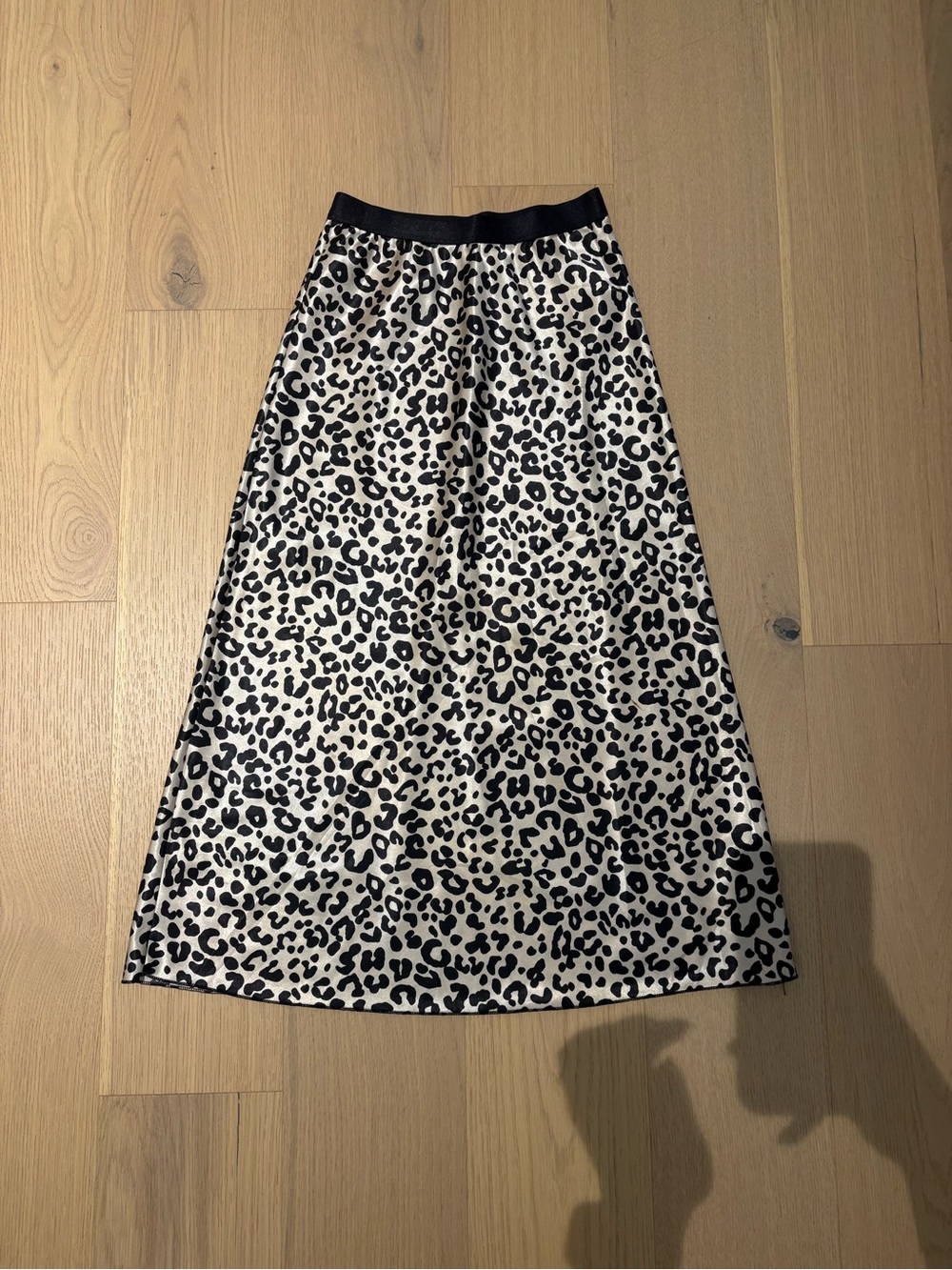 Leopard Print A-Line Midi Skirt - Black & Cream